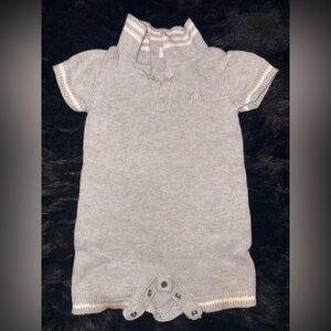 GAP Gray Baby Cardigan with White Stripes